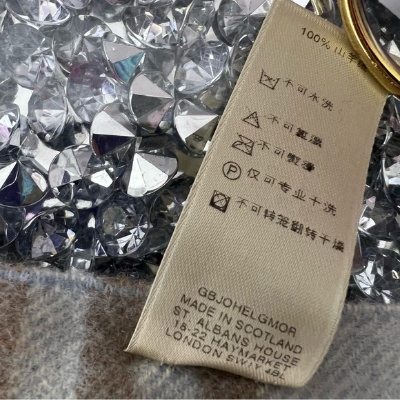 Burberry scarf blue nova check print cream beige pink blue soft 100% cashmere - Picture 11 of 13